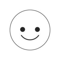 Positive smiling emoticon flat monochrome isolated vector object. Editable black and white line art drawing. Simple outline spot illustration for web graphic design