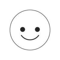 Positive smiling emoticon flat monochrome isolated vector object. Editable black and white line art drawing. Simple outline spot illustration for web graphic design