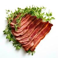 Turkey bacon made of plants on white background photo