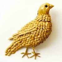 Chicken made of soybeans on white background photo