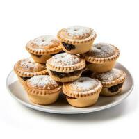 Mince pies isolated on white background photo