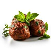 Plant-based meatball on white background photo