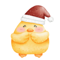 christmas cartoon chicken wearing santa hat png