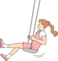 Little girl laughing swinging at swing and having fun for happy childhood concept png