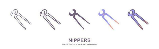 Steel nippers tool icon. Cutting pliers, pincers, isolated on white background. Vector illustration