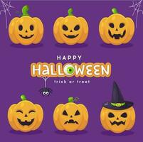 Happy Halloween set of pumpkins vector