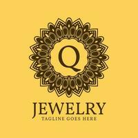 letter Q circular vintage border initial vector logo design