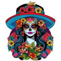 Catrina is symbol of Day of the Dead Pop art vector