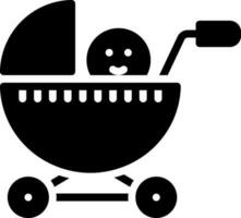 solid icon for baby stroller vector