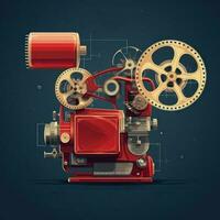 Cool retro movie projector poster photo