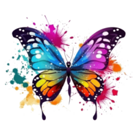 dipinto farfalla con spruzzata. illustrazione ai generativo png