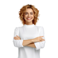 Photo of attractive doctor lady friendly smiling arms crossed. Illustration AI Generative png