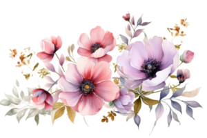 Watercolor floral borber isolated png