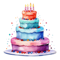 acuarela vibrante cumpleaños pastel aislado png