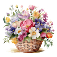 Watercolor spring flowers bouquet isolated png