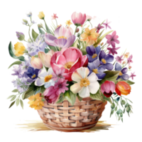 aquarelle printemps fleurs bouquet isolé png