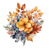 Watercolor colorful autumn bouquet isolated png