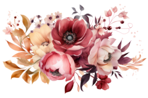 Watercolor flowers isolated png