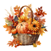 Watercolor colorful autumn bouquet isolated png