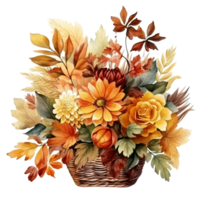 Watercolor colorful autumn bouquet isolated png