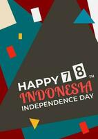 Happy 78th Indonesian independence Day. Retro style abstract design for greeting, background, banner, card vector