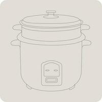 Electric Rice Cooker, Line art, vector illustration, eps10.