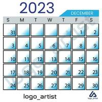 december 2023 calender vector template