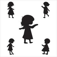 Free vector flat design little girl silhouette