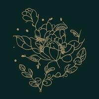 hand drawn flat design simple flower outline, one-colour element for clothing design. vector