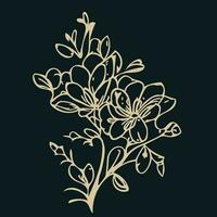 hand drawn flat design simple flower outline, one-colour element for clothing design. vector