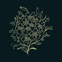 hand drawn flat design simple flower outline, one-colour element for clothing design. vector