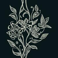 hand drawn flat design simple flower outline, one-colour element for clothing design. vector