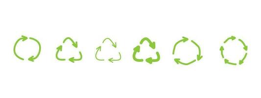 Recycled cycle arrows icon set. Recycled eco icon. Vector illustration. Isolated on white background