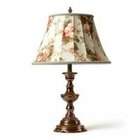 Vintage country style antique table lamp with a beautiful lampshade design isolated on white background, interior design and cottage home decor, post-processed, generative ai photo