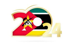 Year 2024 with Mozambique Flag pattern. vector
