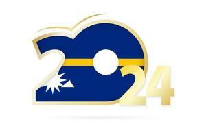 Year 2024 with Nauru Flag pattern. vector