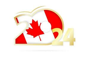 Year 2024 with Canada Flag pattern. vector