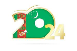 Year 2024 with Turkmenistan Flag pattern. vector