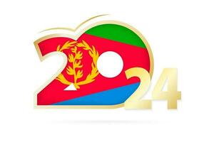 Year 2024 with Eritrea Flag pattern. vector