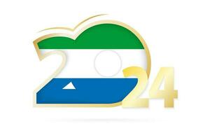 Year 2024 with Sierra Leone Flag pattern. vector