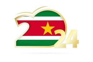 Year 2024 with Suriname Flag pattern. vector