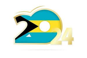 Year 2024 with The Bahamas Flag pattern. vector