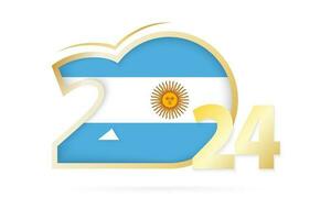 Year 2024 with Argentina Flag pattern. vector