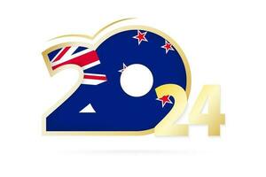 Year 2024 with New Zealand Flag pattern. vector