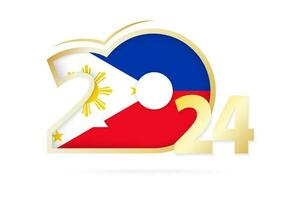 Year 2024 with Philippines Flag pattern. vector