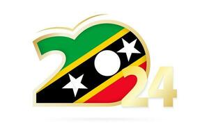 Year 2024 with Saint Kitts and Nevis Flag pattern. vector