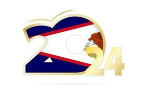 año 2024 con americano Samoa bandera modelo. vector