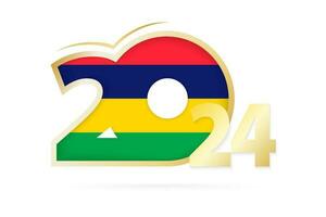 Year 2024 with Mauritius Flag pattern. vector