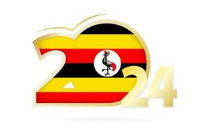 Year 2024 with Uganda Flag pattern. vector