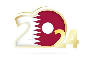 Year 2024 with Qatar Flag pattern. vector